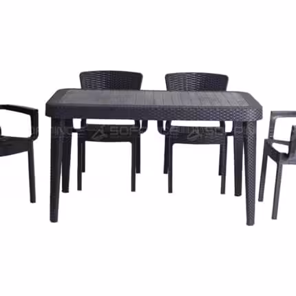 Table jardin 4 places avec chaises à accoudoirs